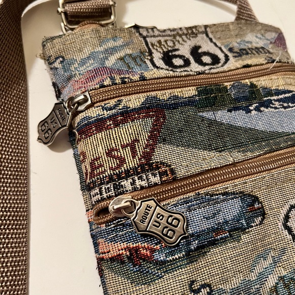 Route 66 Tapestry Cloth Crossbody Bag - Picture 9 of 9